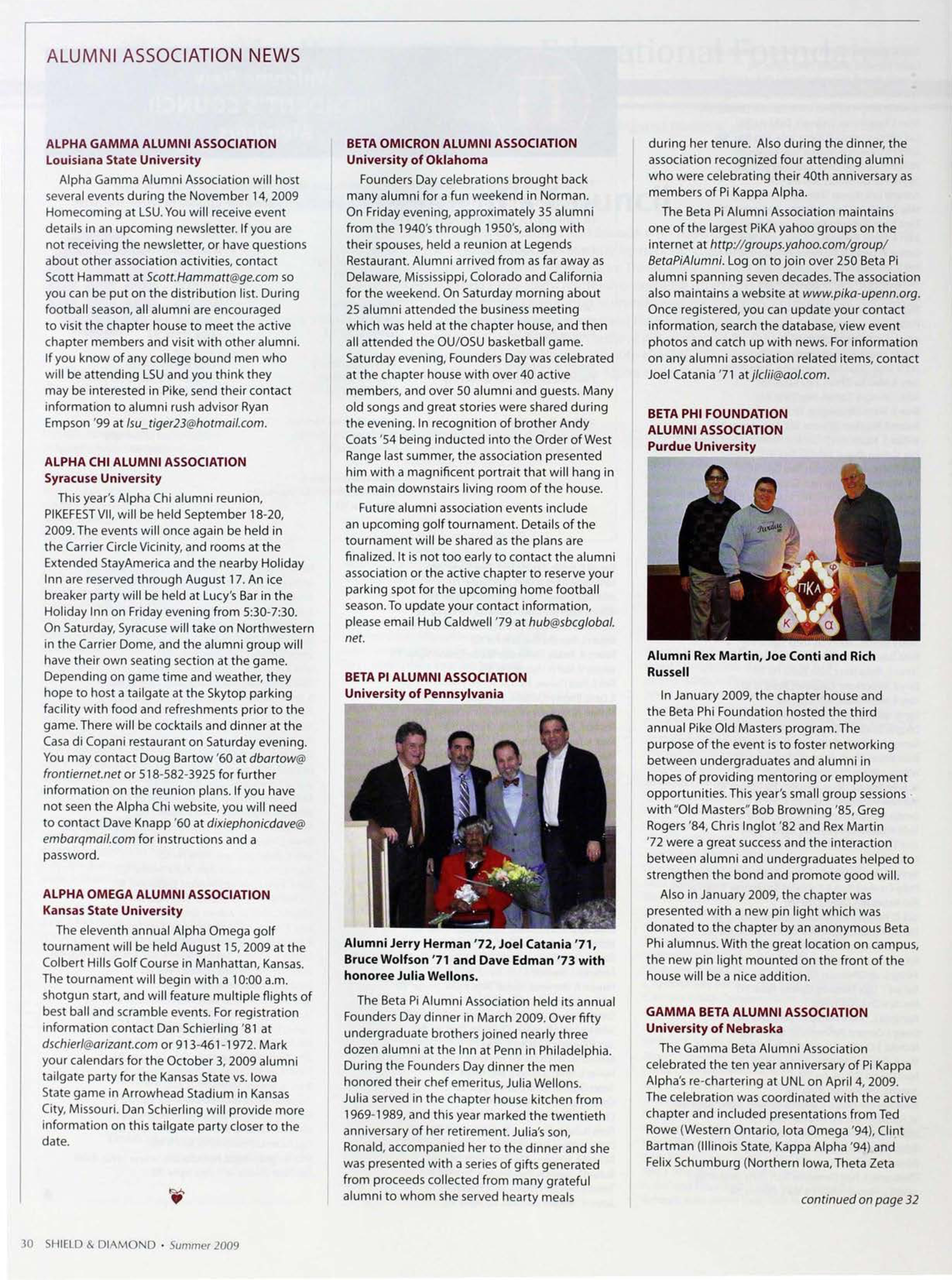 Alumni Association News, Summer 2009